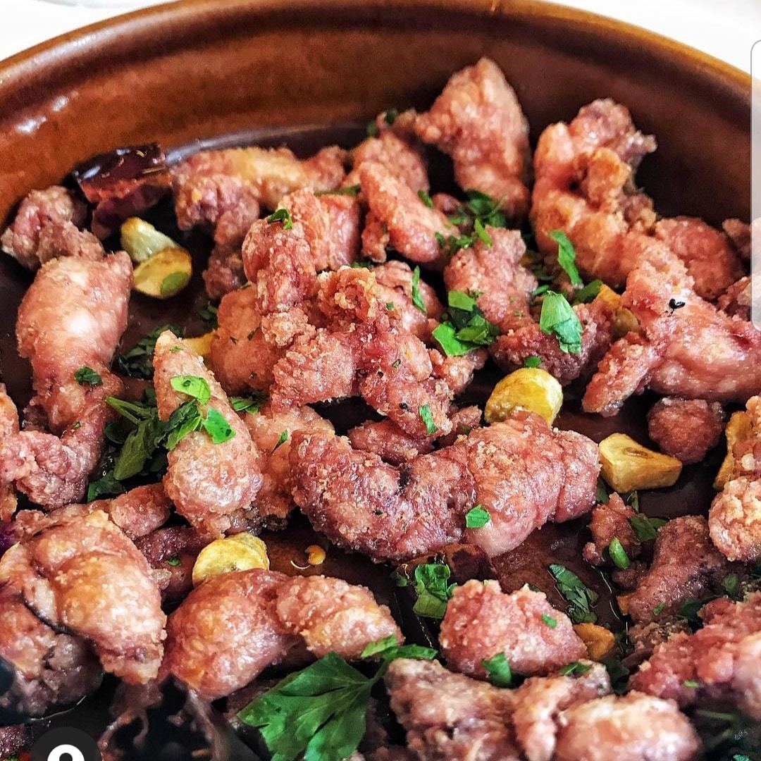 Mollejas de lechal fritas con perejil