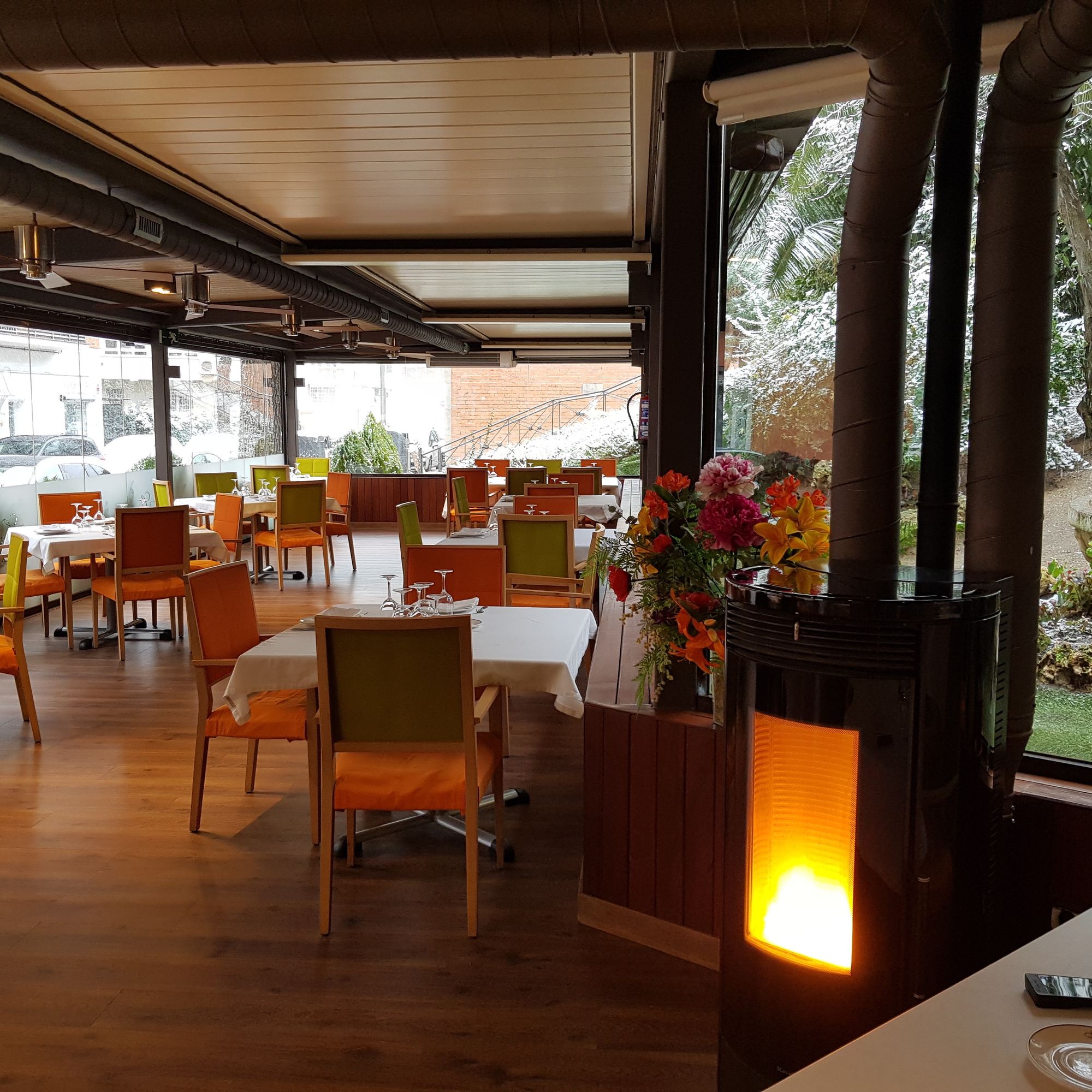 Terraza climatizada de Samm en invierno